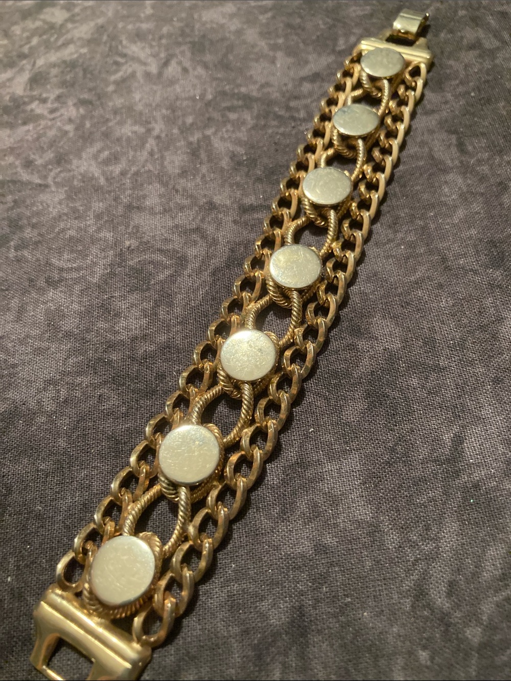 Gold-Tone Chain Link Bracelet with Round Accents